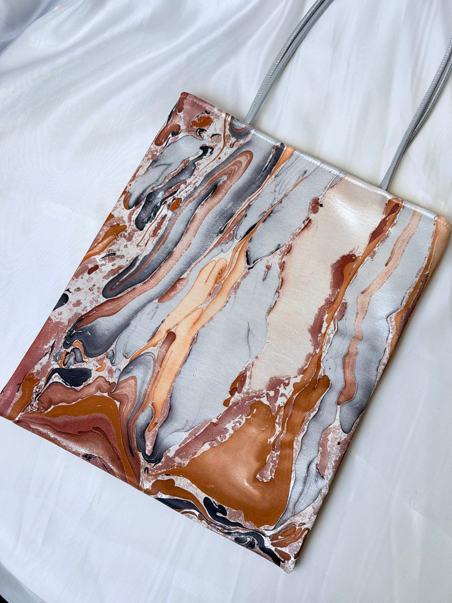 Silk Lacquer Shoulder Bag — A Hand-Floated Landscape
