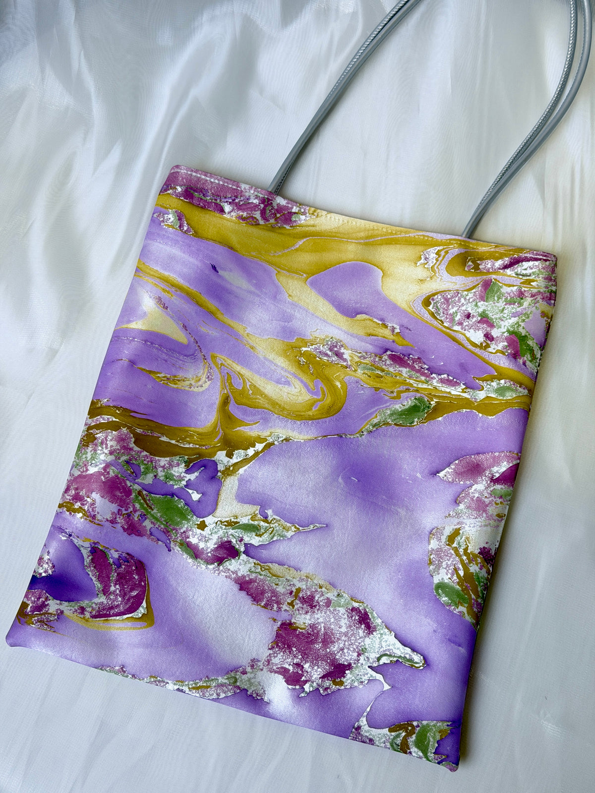 Silk Lacquer Shoulder Bag — A Hand-Floated Landscape