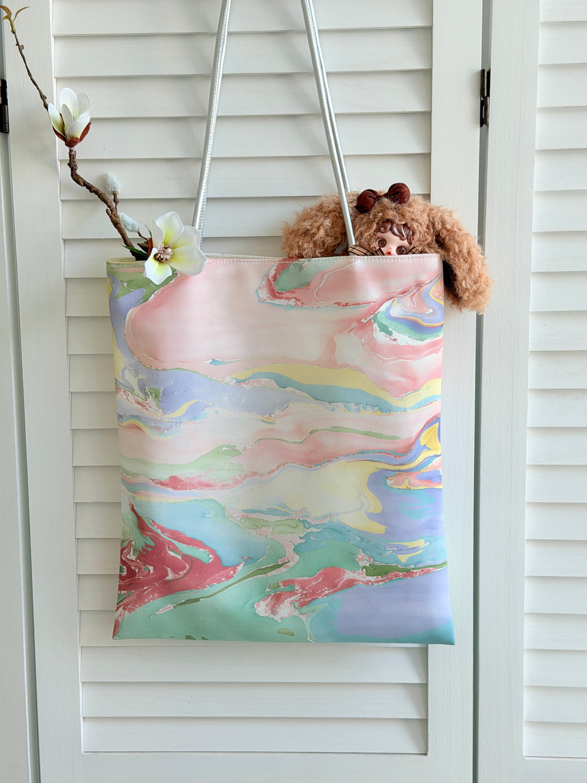 Silk Lacquer Shoulder Bag — A Hand-Floated Landscape