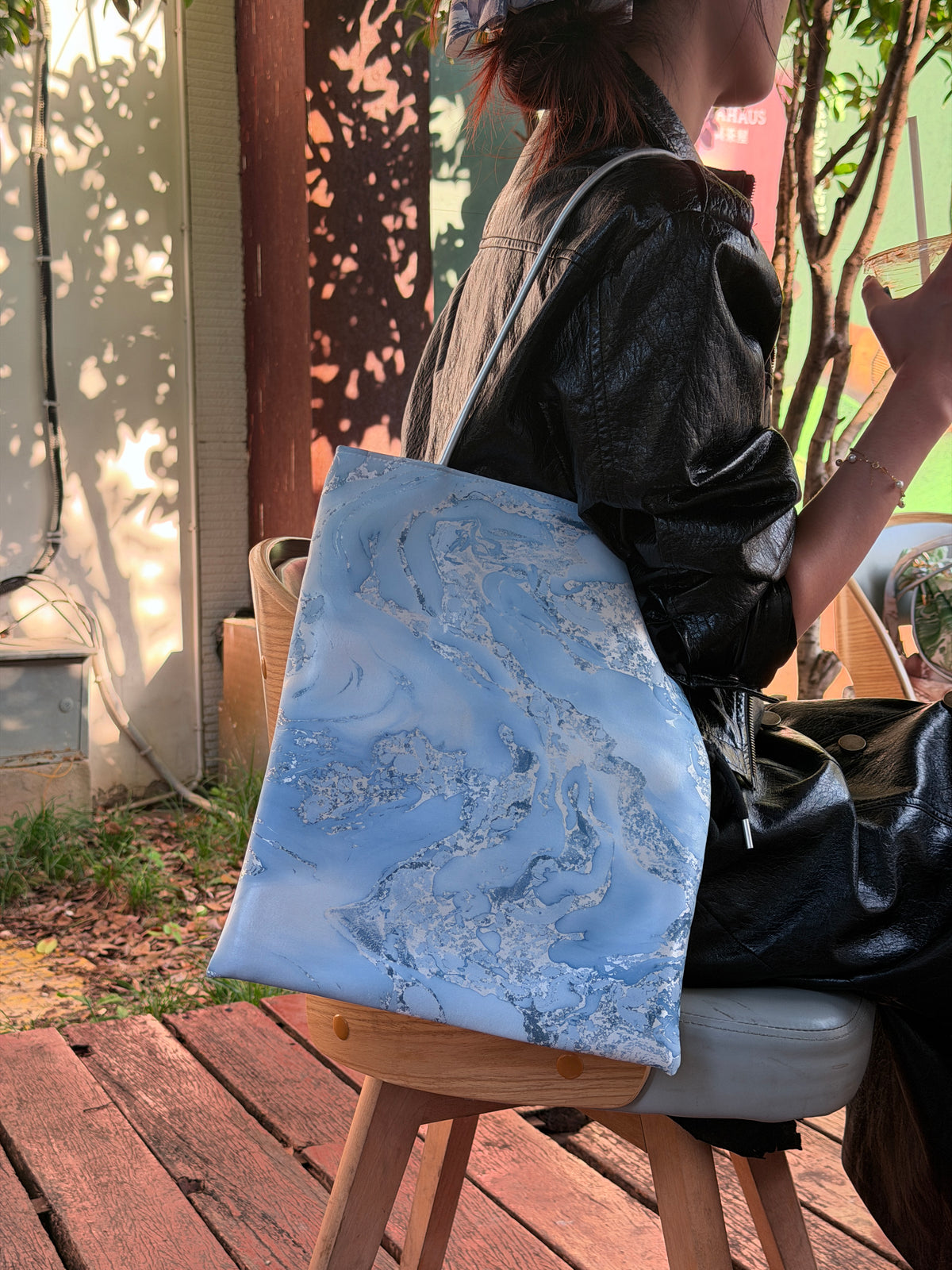 Silk Lacquer Shoulder Bag — A Hand-Floated Landscape
