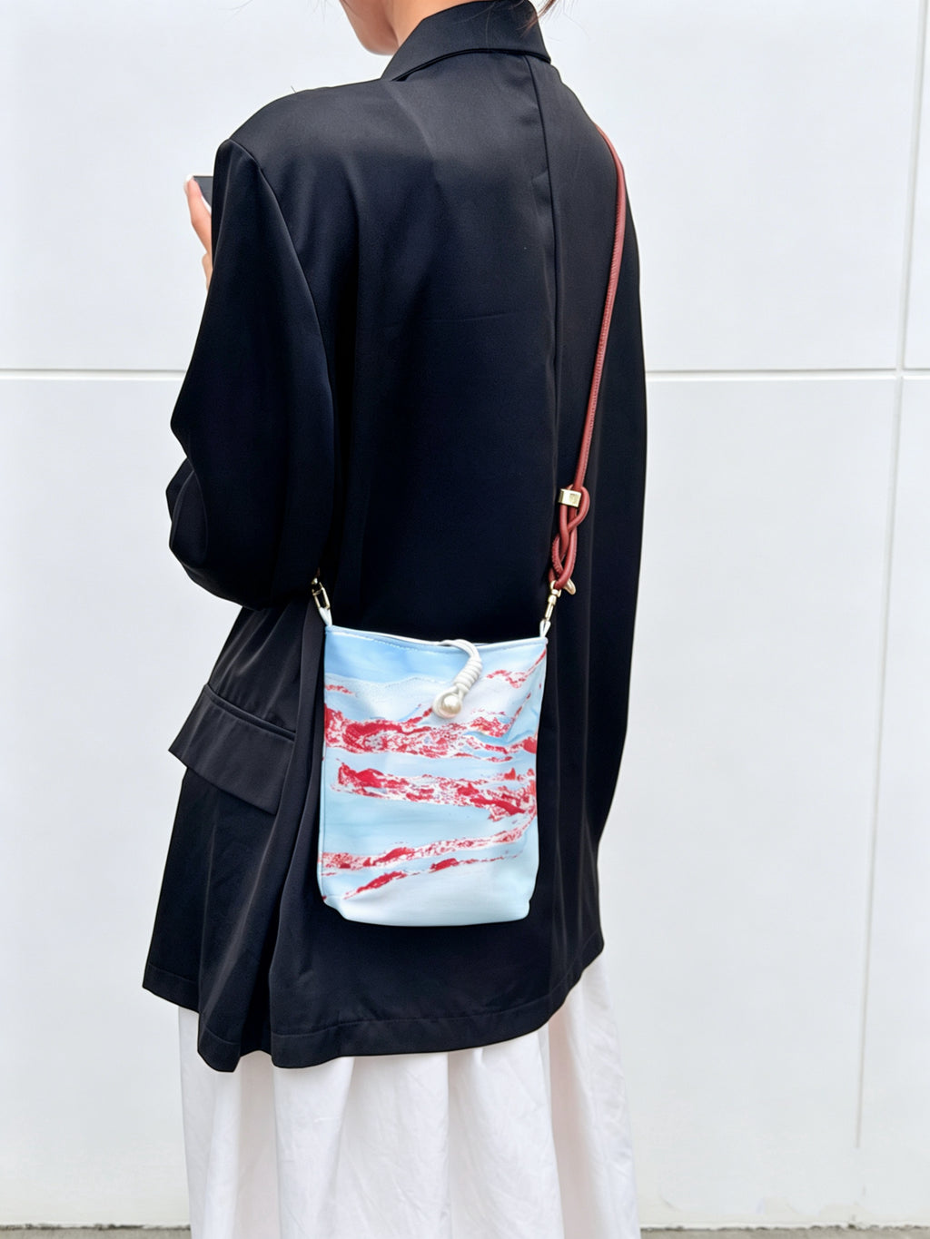 Silk Lacquer Phone Bag— A Hand-Floated Landscape