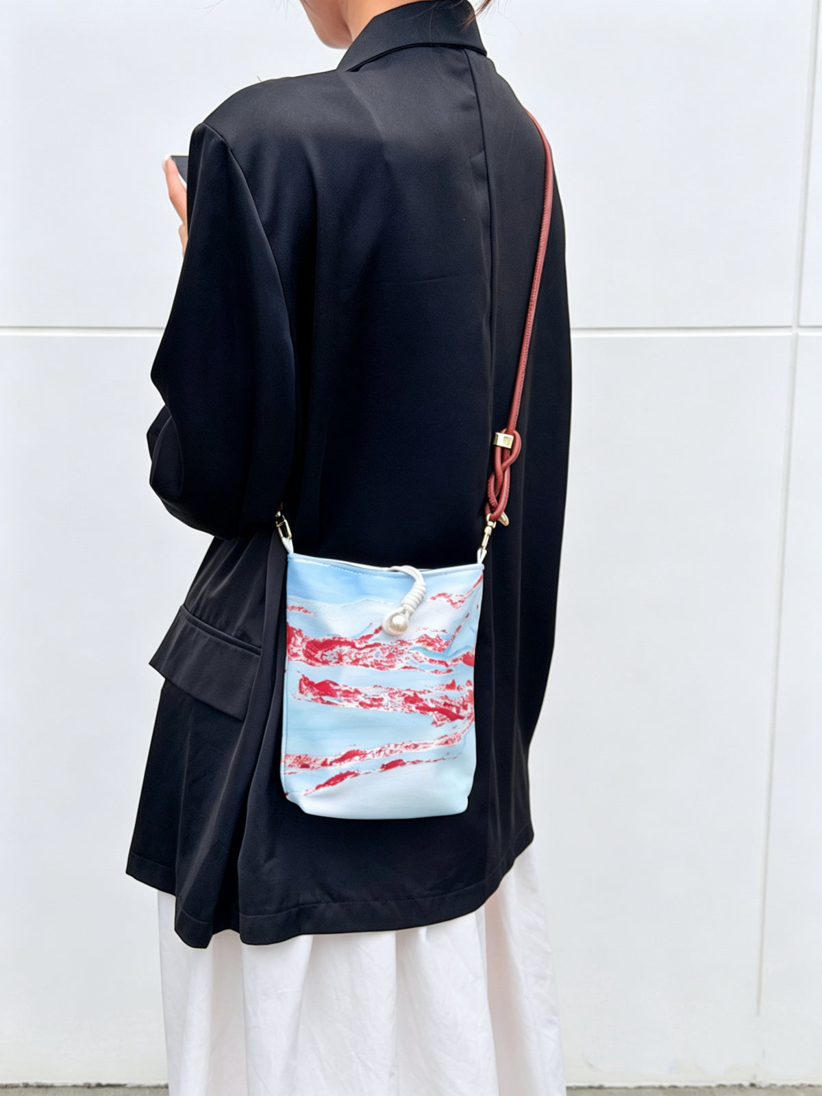 Silk Lacquer Phone Bag— A Hand-Floated Landscape