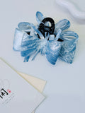 Marbled Satin Bow Claw Clip