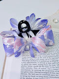 Marbled Satin Bow Claw Clip
