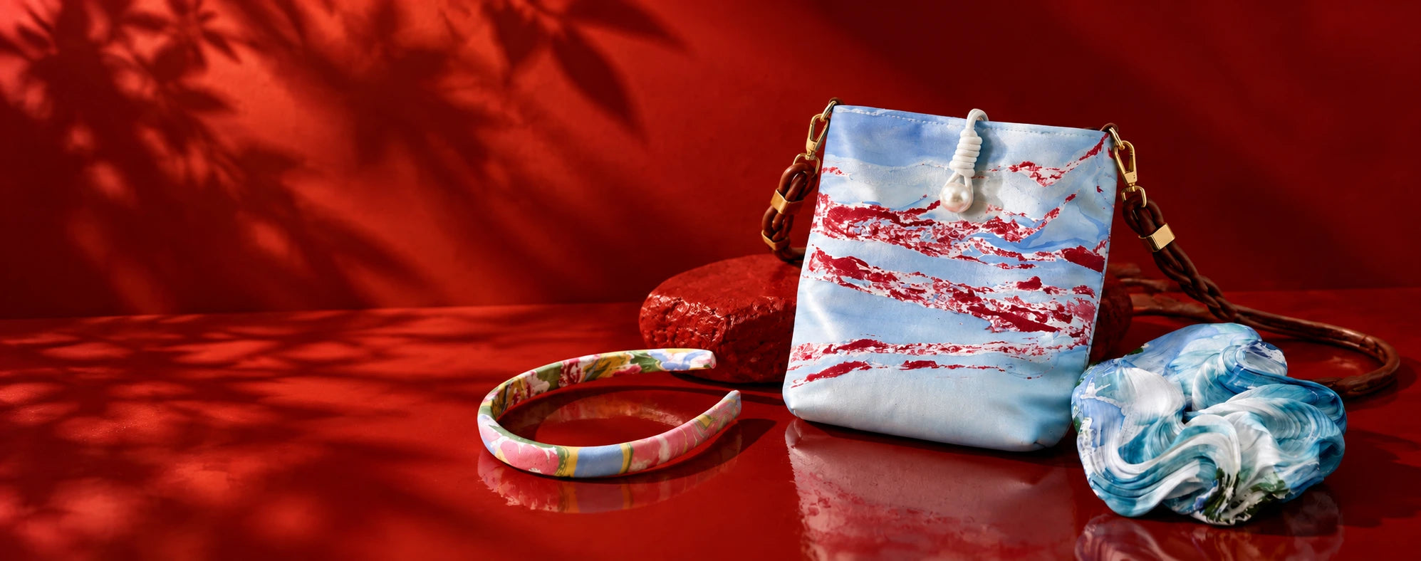 Xiaoxian hand-marbled bags and hair accessories